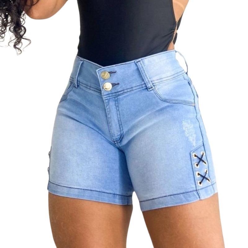 Short Jeans Feminino Cintura Alta Modelo