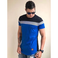 Camisa masculina Longline listrada, camiseta oversized em listra, blusa quadriculada, camiseta