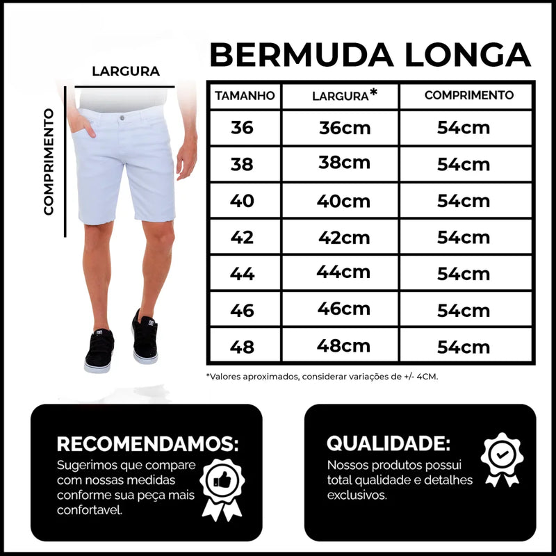 Bermuda Jeans Masculina Algodão Tendência Verão