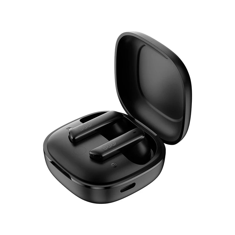 Fone de Ouvido QCY HT05 MeloBuds Bluetooth 5.2, Cancelamento de Ruído Ativo ANC - Preto e Branco