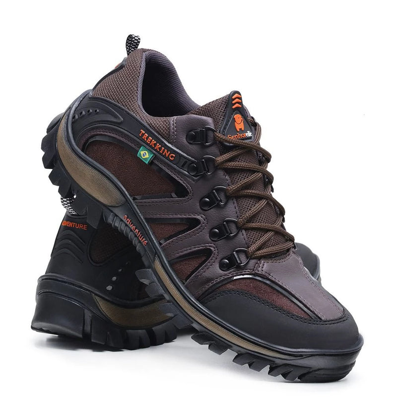 Men's Adventure Trail Waterproof Leather Comfort Tennis Shoes + Anatomical Insole