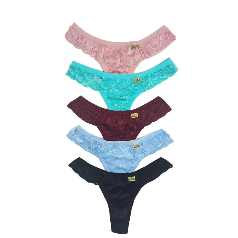 Kit 5 Double Thread Panties - Thongs Thong - Microfiber