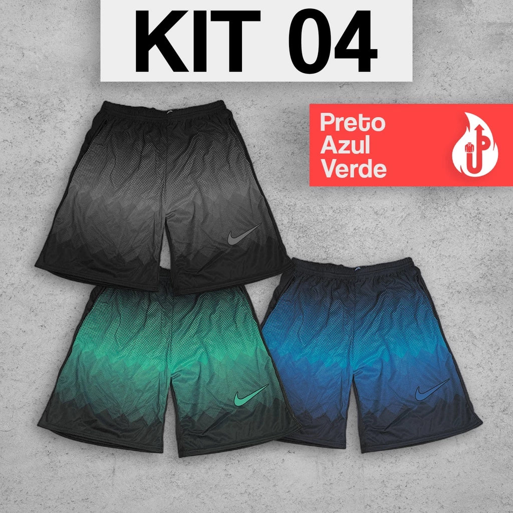 Kit com 3 Bermudas Shorts Colorido Dry Fit Futebol