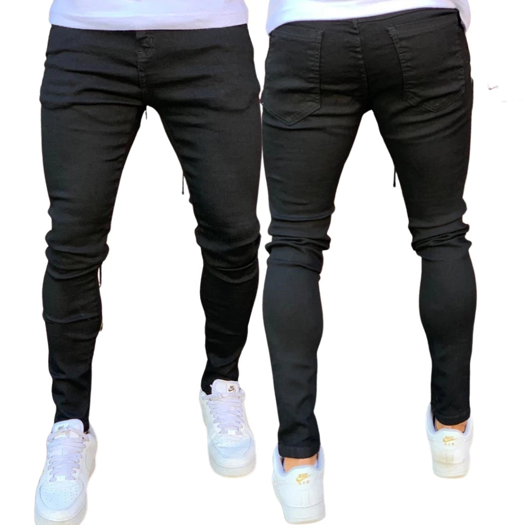 Calça Jeans Skinny Elastano Colada Preta Masculina Casual