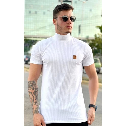 Camisa masculina Longline gola alta, camisa oversized masculino. gola alta