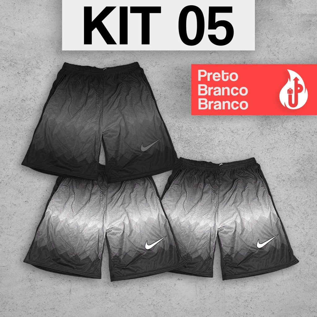 Kit com 3 Bermudas Shorts Colorido Dry Fit Futebol