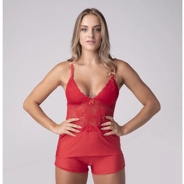 Baby Doll Renda Sem Bojo Sexy Conjunto Microfibra Sensual Pijama Promoção 302