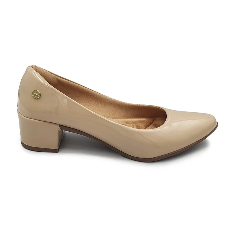 Sapato Scarpin Feminino, Macio,  Confort, Salto Baixo, Verniz - Lofty