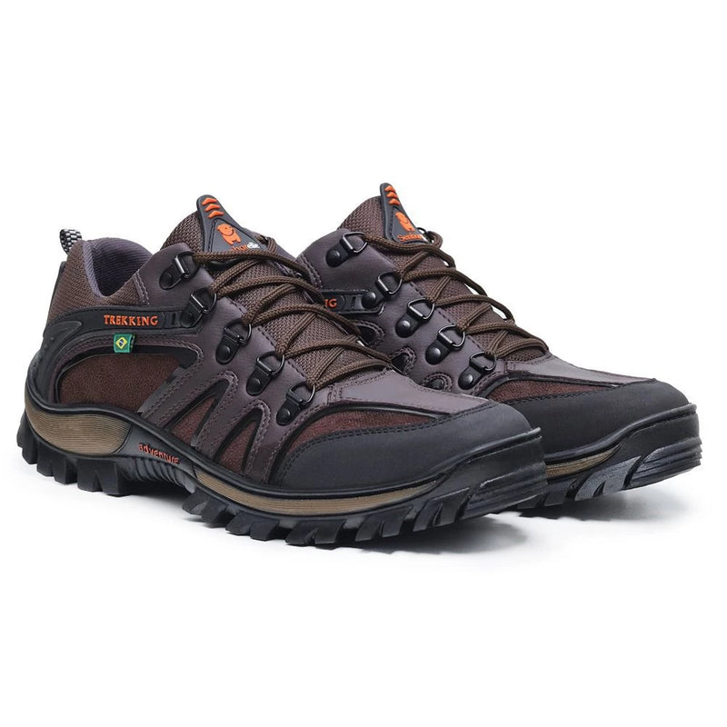 Men's Adventure Trail Waterproof Leather Comfort Tennis Shoes + Anatomical Insole