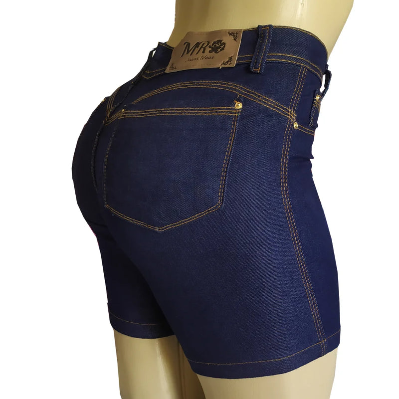 Bermuda Jeans Meia Coxa Feminina Cintura Alta Lycra