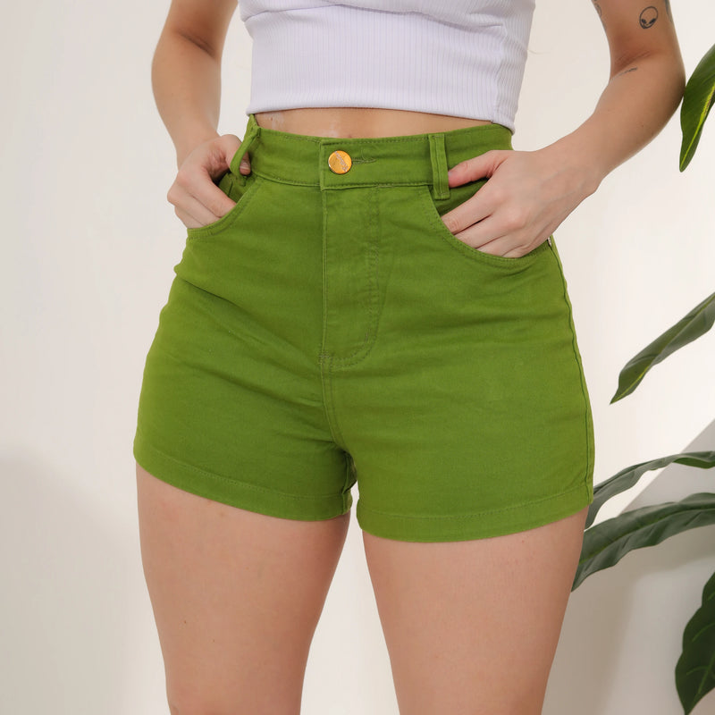 Short Jeans Feminino Cintura Alta Comfort Tecido Premium