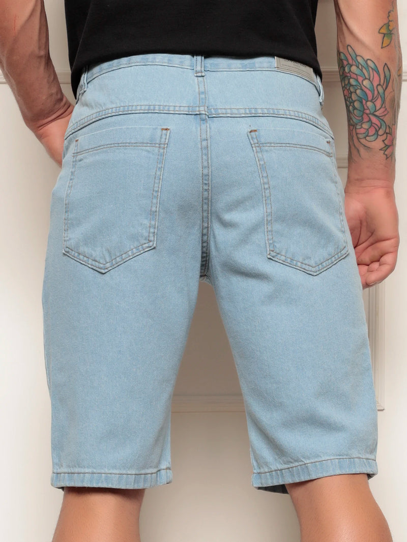 Bermuda Jeans Men's Light Wash Delave Trend Summer Fashion