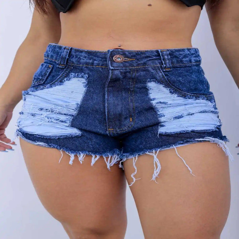 Shorts Jeans Nova Moda Escuro Detonado