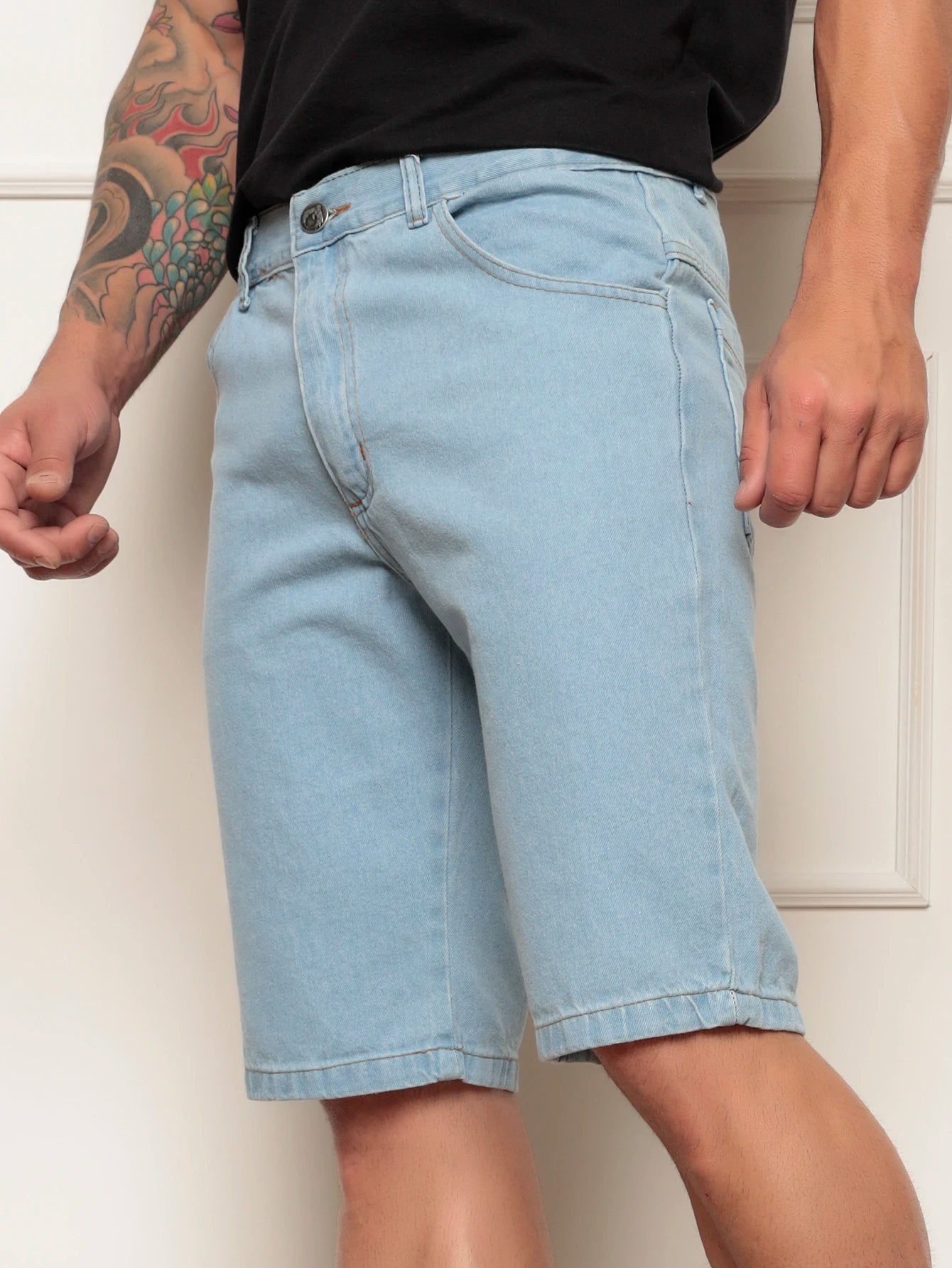 Bermuda Jeans Masculina Lavagem Clara Delave Trend Moda Verão