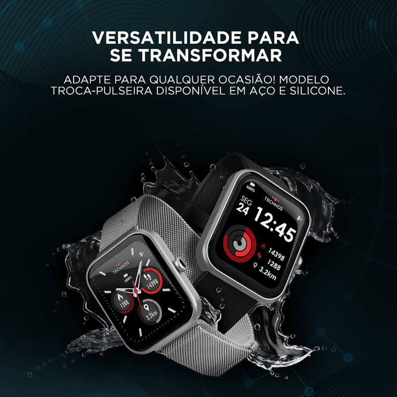 Smartwatch Technos Connect MAX Prata e Preto