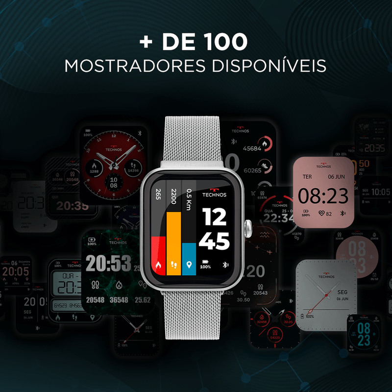 Smartwatch Technos Connect MAX Prata e Preto