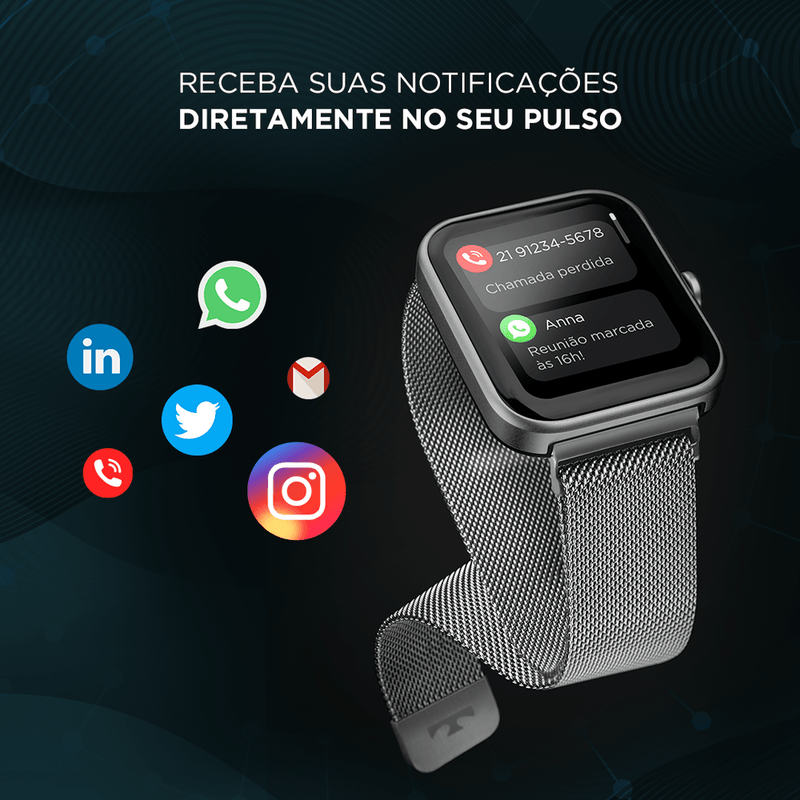 Smartwatch Technos Connect MAX Prata e Preto