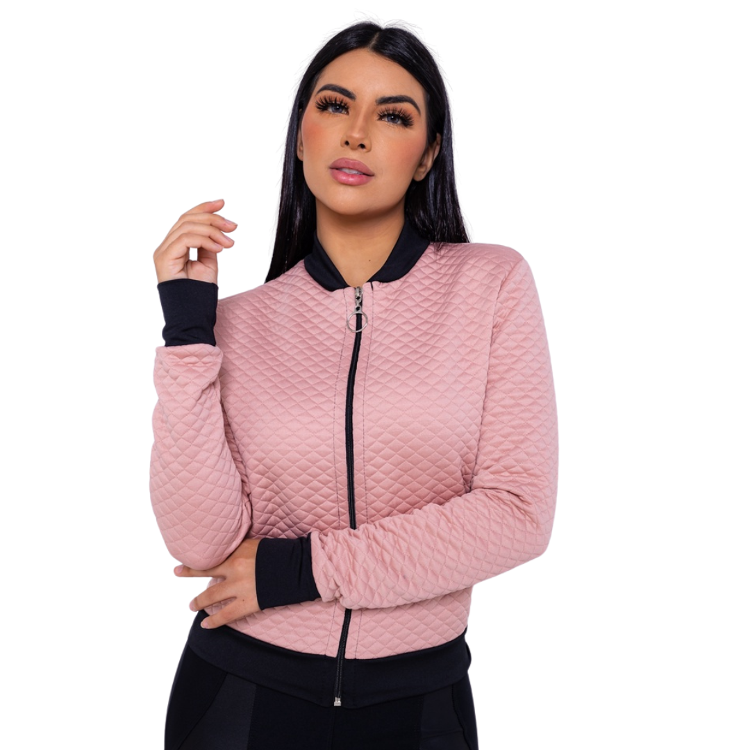 Jaquetinha Bomber Feminina Com Ziper moda inverno