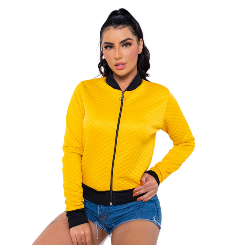 Jaquetinha Bomber Feminina Com Ziper moda inverno