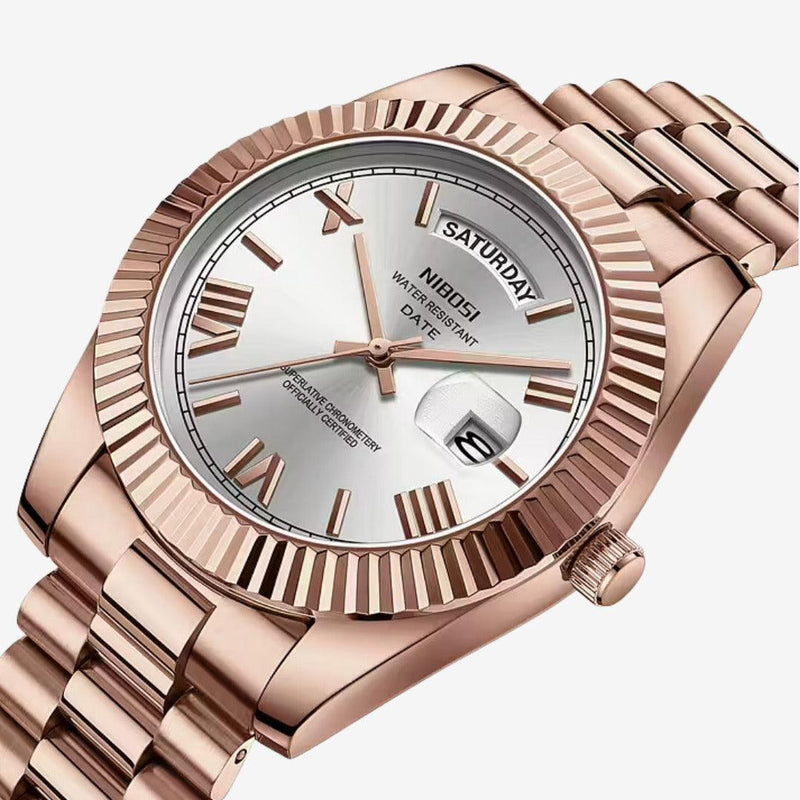 Relógio Masculino em Aço Nibosi Date 40mm  - Rose