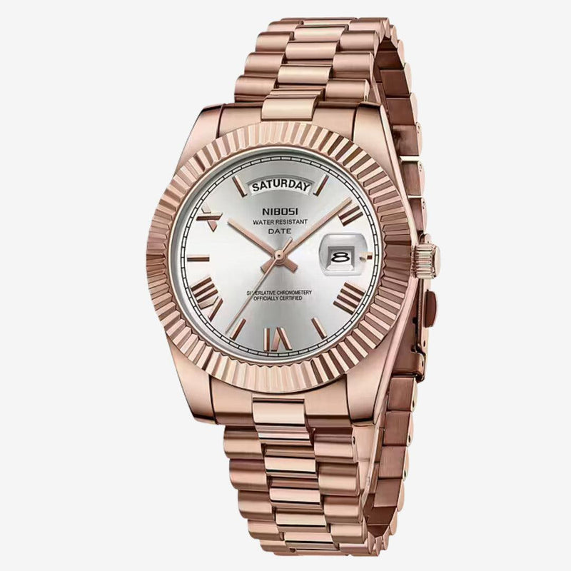 Relógio Masculino em Aço Nibosi Date 40mm  - Rose