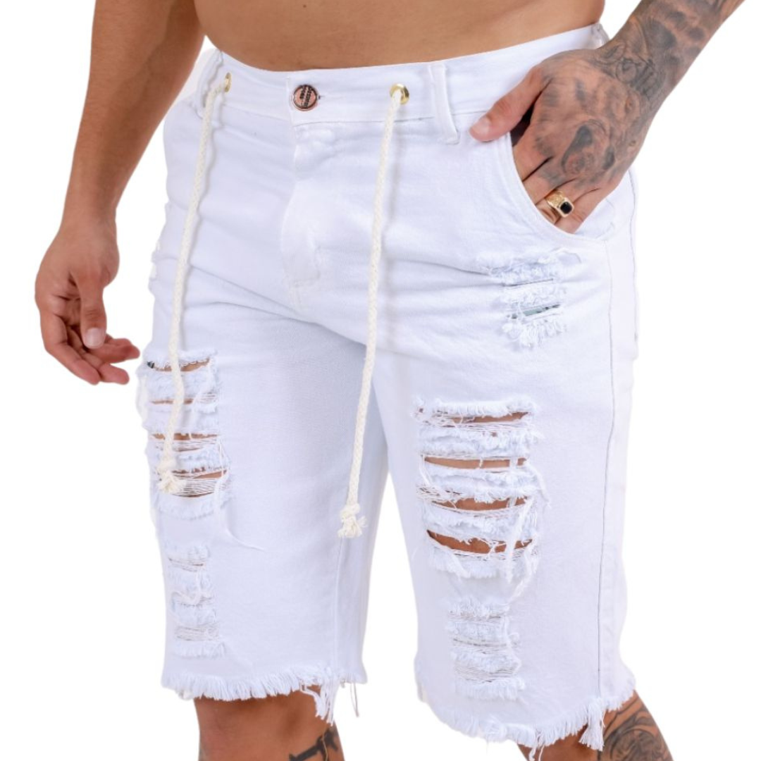 White Ripped Men's Jeans Shorts