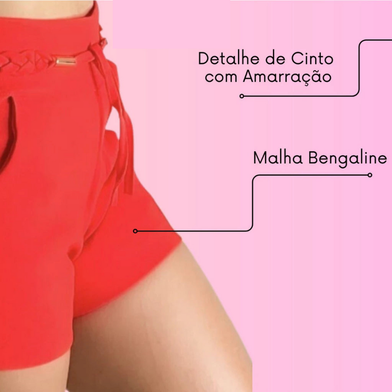 Short Bengaline Laço Feminino Tendência Verão