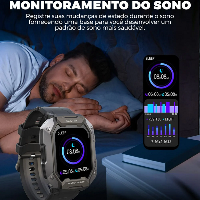 Novo relógio Lige inteligente masculino com tela de toque completa 5atm à prova d'agua