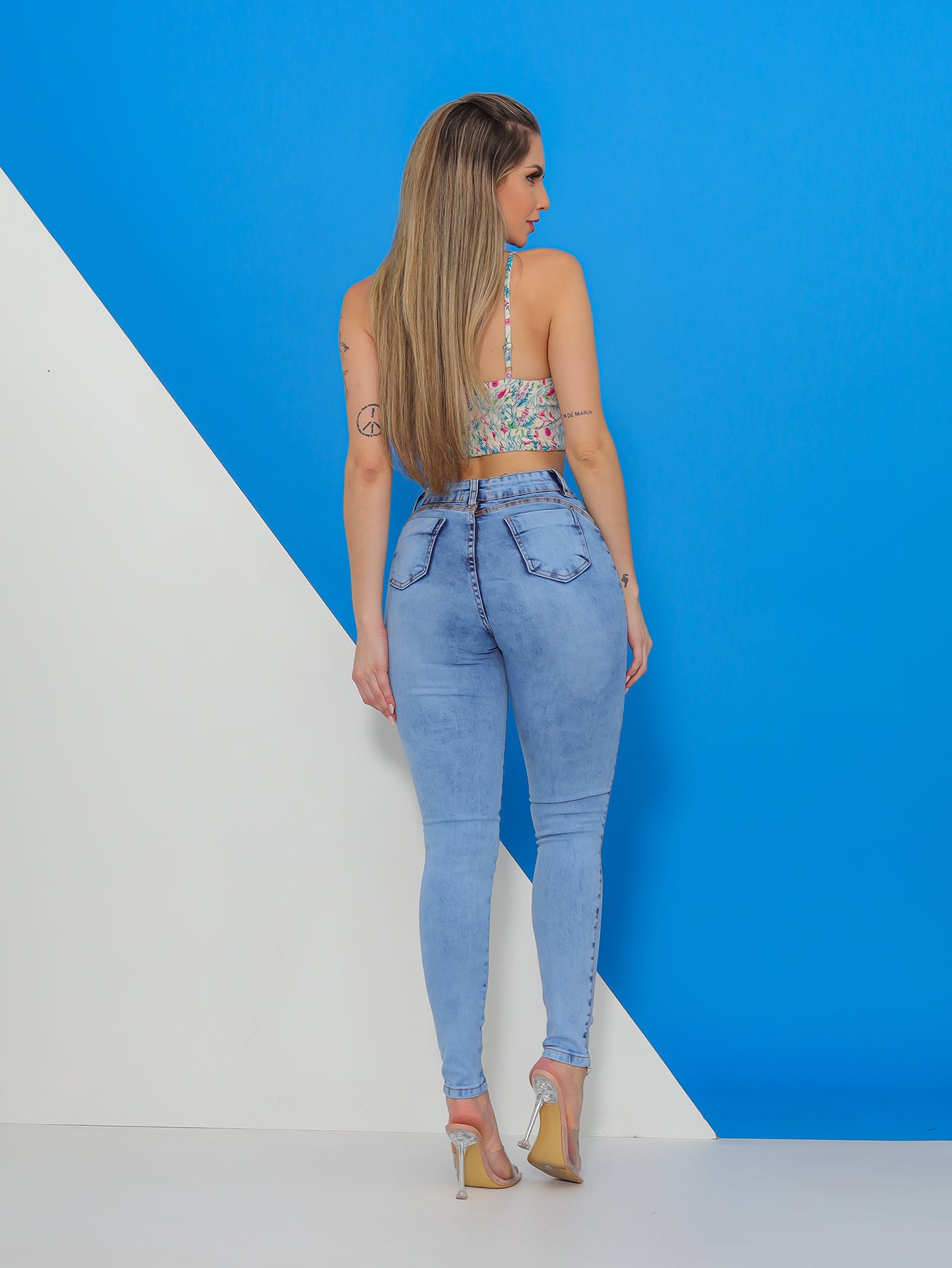 Bazzut Jeans CALÇA JEANS FEMININA Skinny Cós Alto Levanta Bumbum