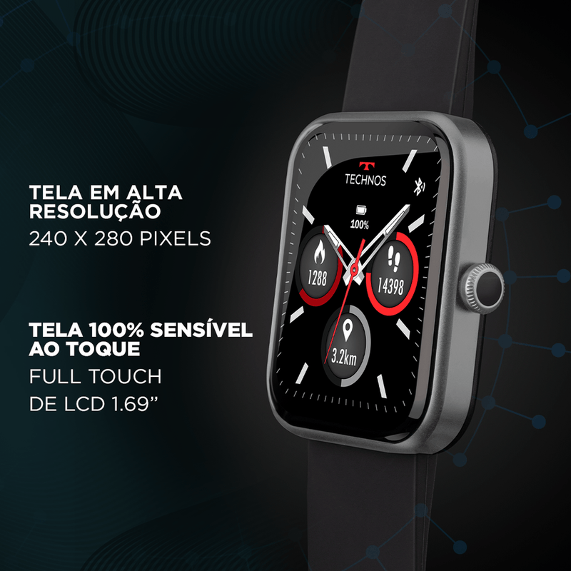 Smartwatch Technos Connect MAX Prata e Preto