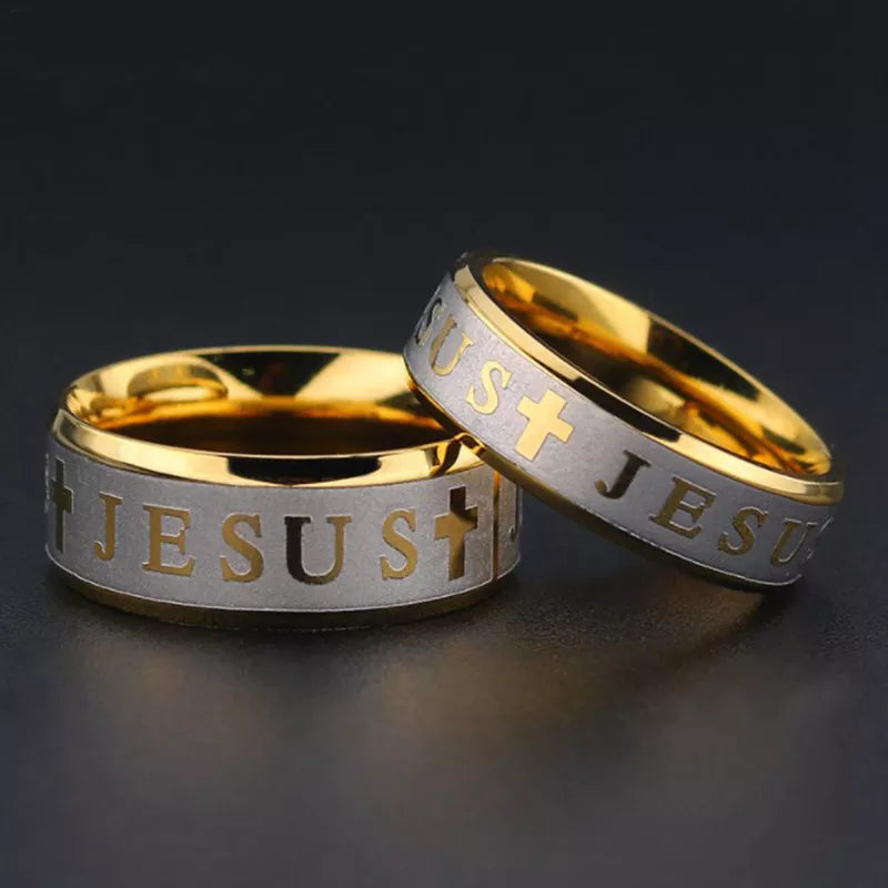 8MM GOLDEN JESUS RING