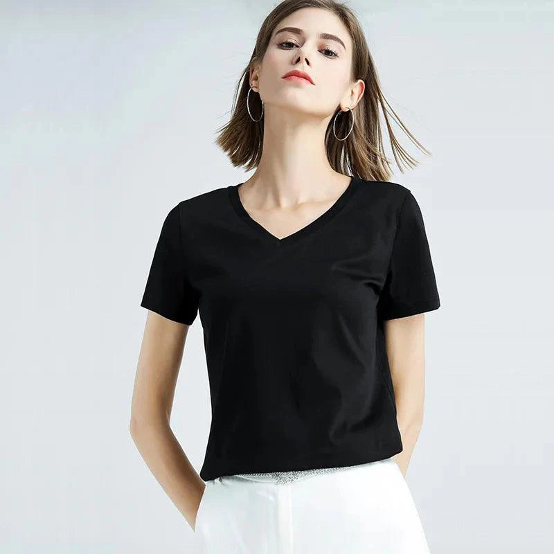 Camiseta Algodão Decote V