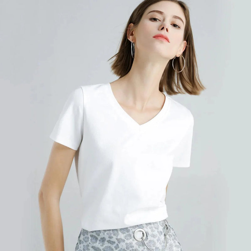 Camiseta Algodão Decote V