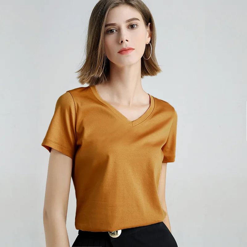 Camiseta Algodão Decote V