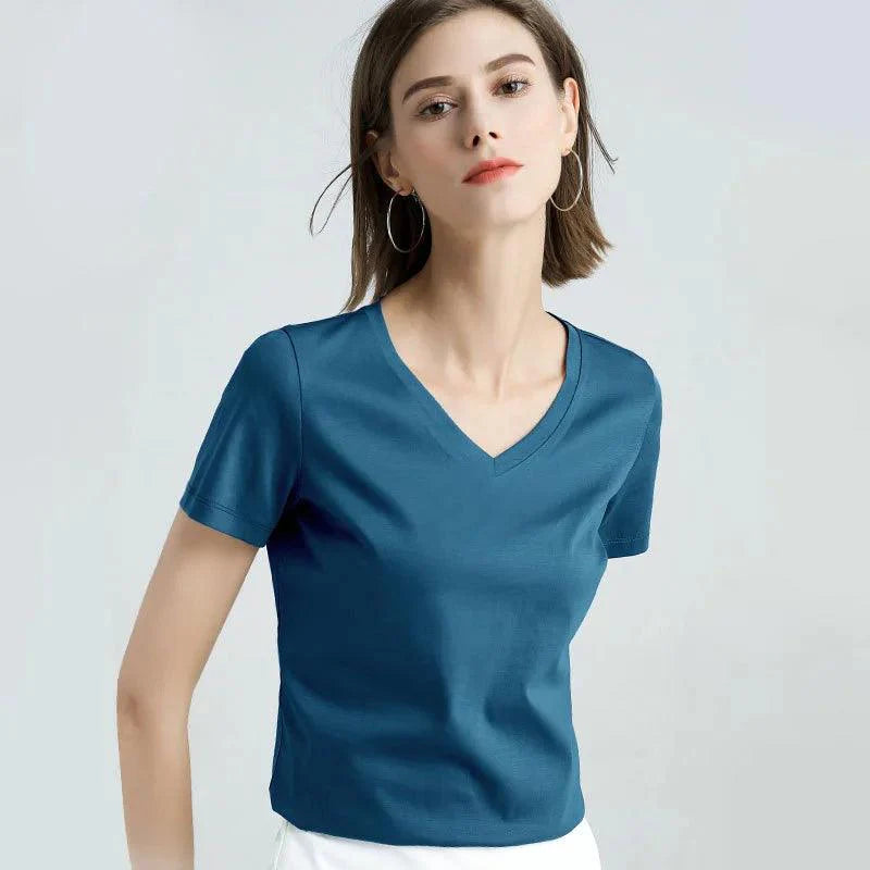 Camiseta Algodão Decote V