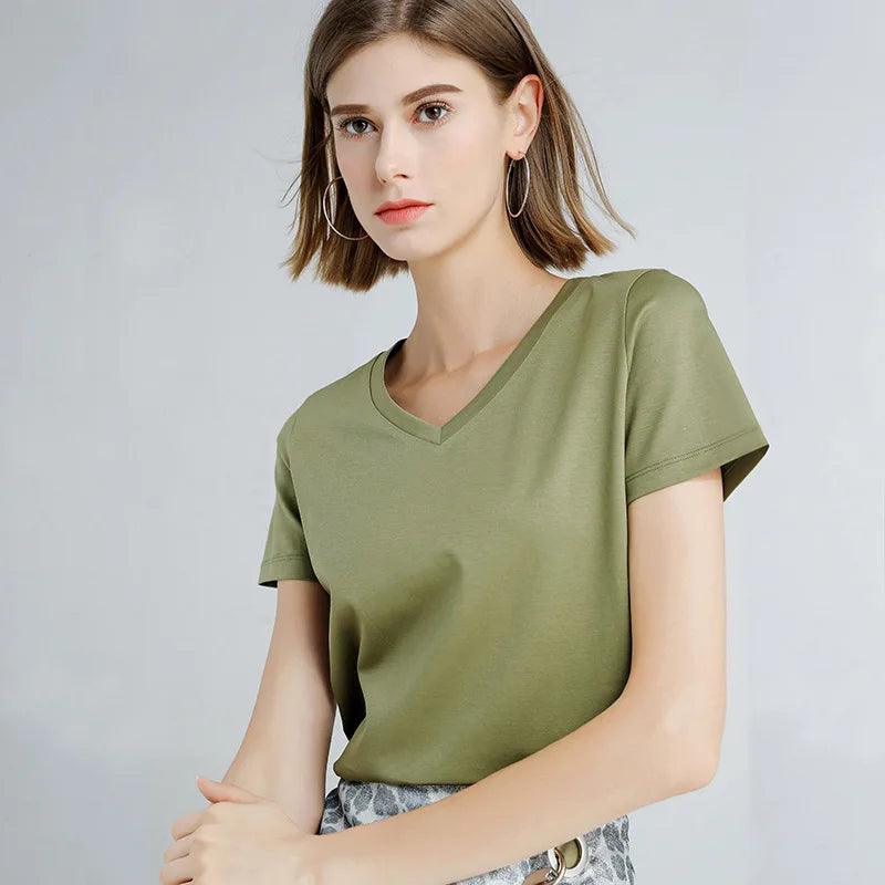 Camiseta Algodão Decote V