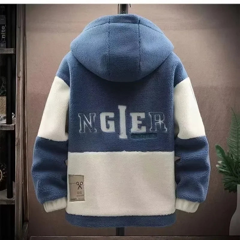 Jaqueta Masculina Para Inverno de Lã com Capuz