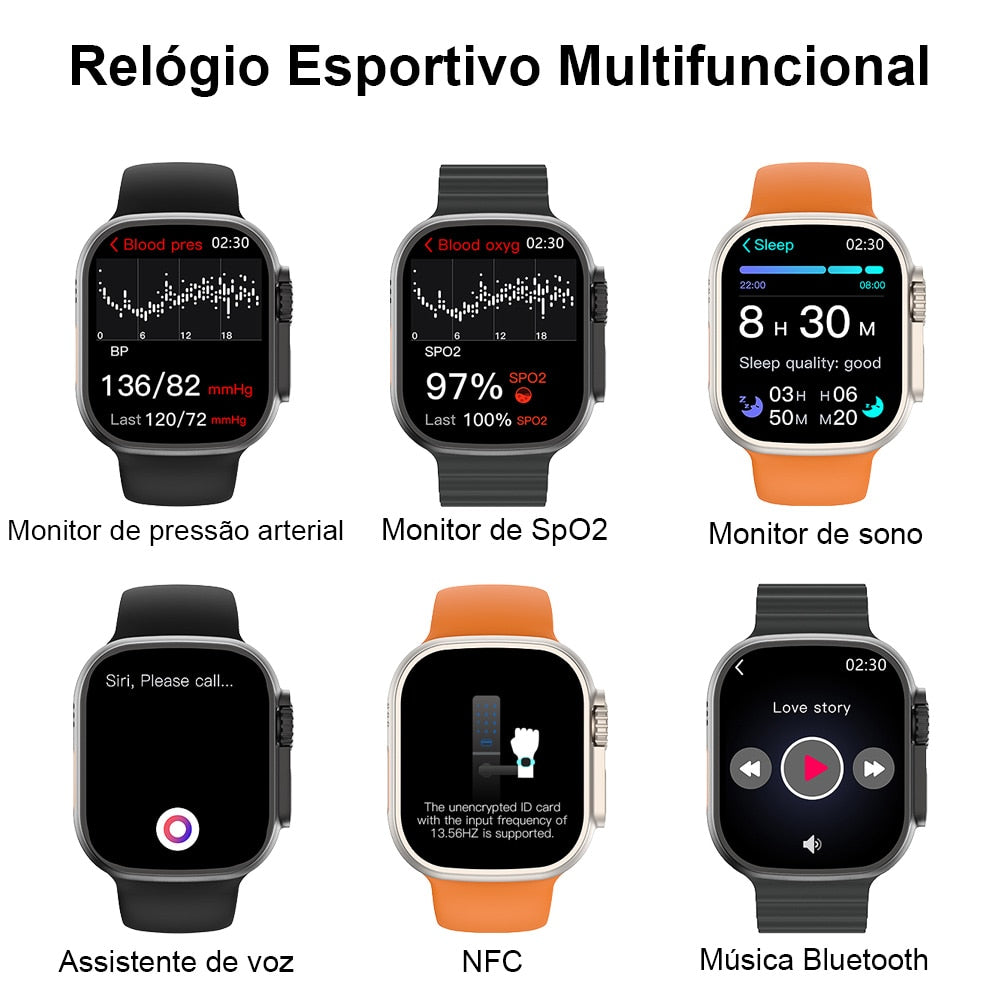 Relógio Smartwatch 49MM Ultra 9 450mAh NOVO relógio inteligente Chamada Bluetooth Microwear Series 9 NFC GPS