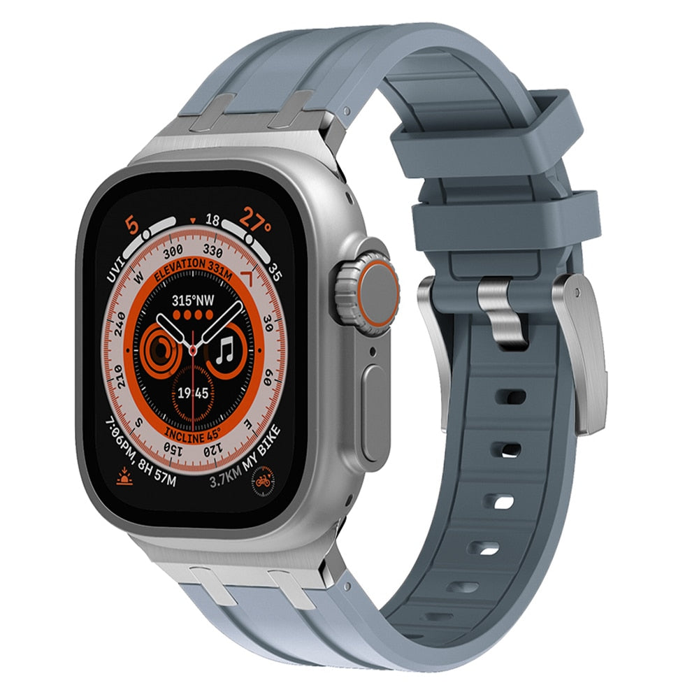 Pulseira de borracha macia para Apple Watch Ultra, kit de modificação esportiva