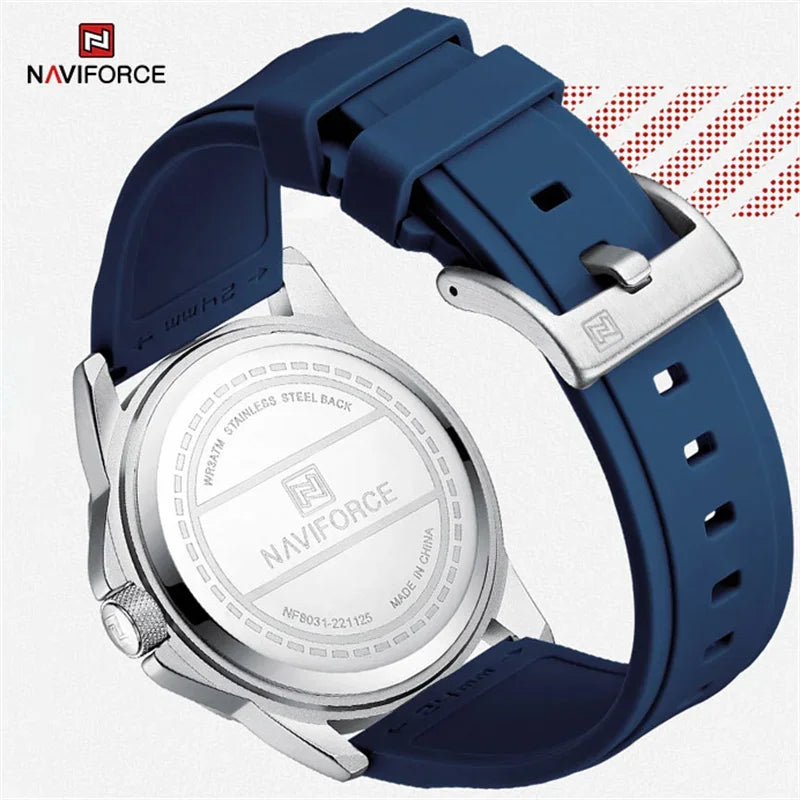 NAVIFORCE NF 8031 Pulseira de Silicone Masculino Relógio Luminoso