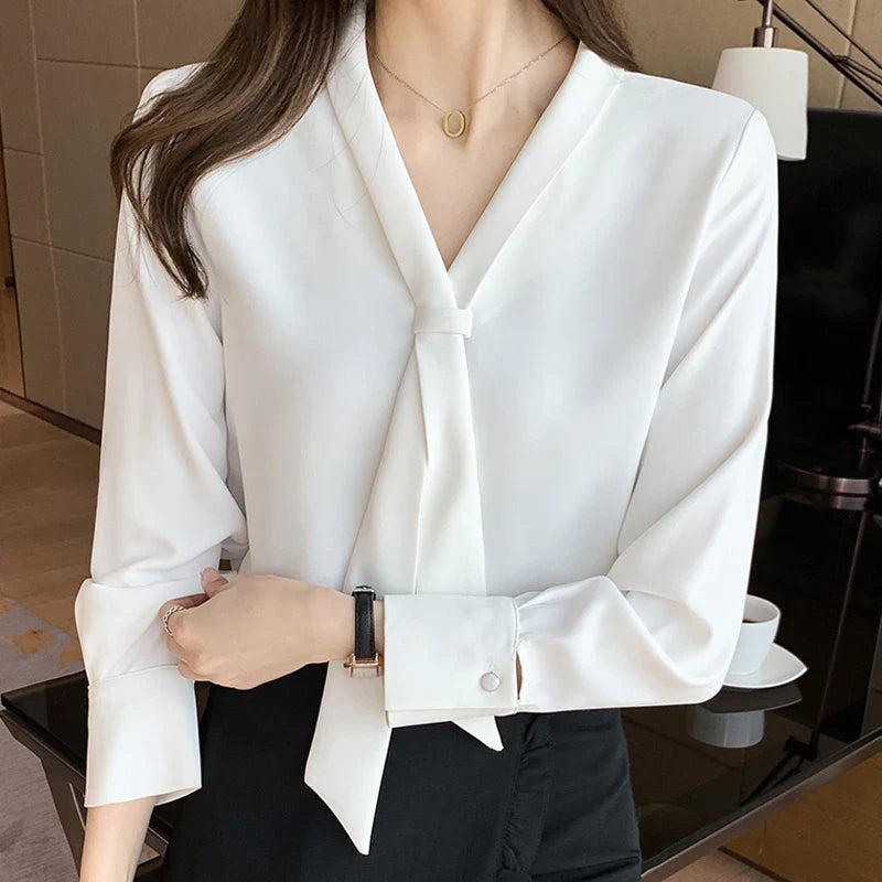 Blusa Feminina Chiffon com Laço