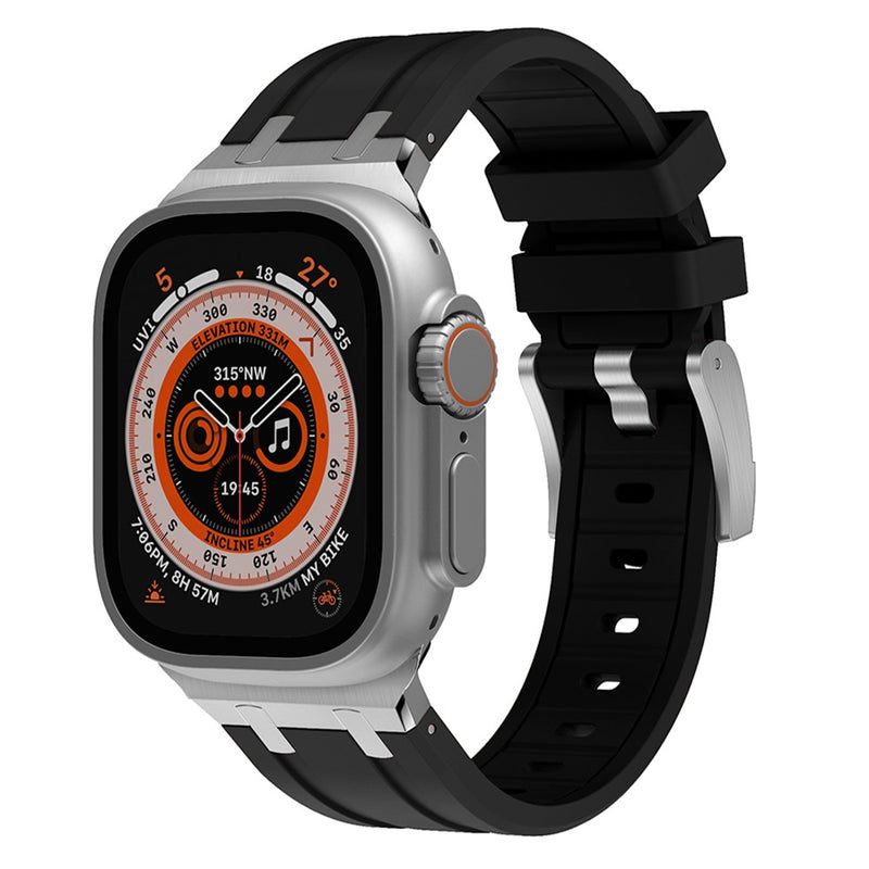 Pulseira de borracha macia para Apple Watch Ultra, kit de modificação esportiva