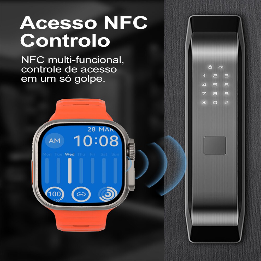 DT8 Relógio Inteligente Ultra 2.0 polegadas HD NFC Relógio Esportivo Masculino Relógios FitnessCall Inteligent Tela TFT Original