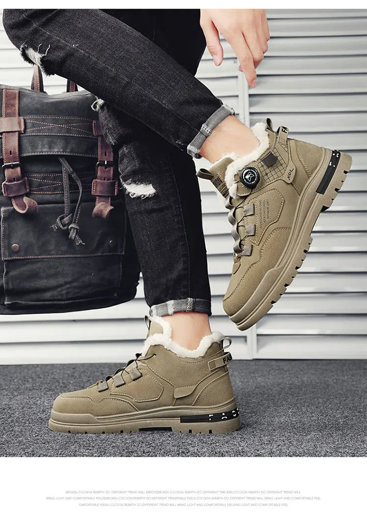 Bota Estilo Tática de Couro Inverno Shark