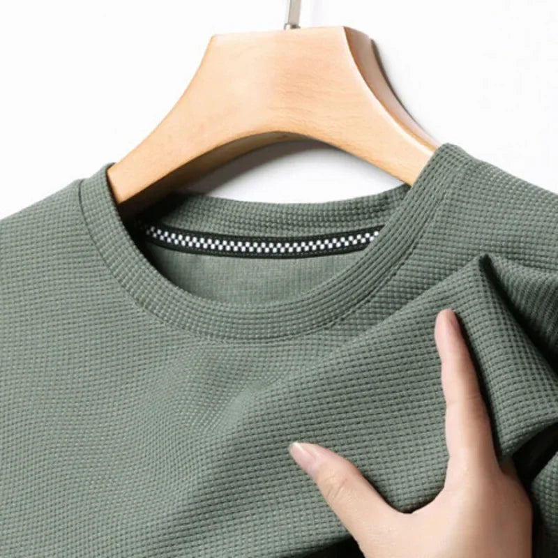 Camiseta Manga Curta Textura Waffle