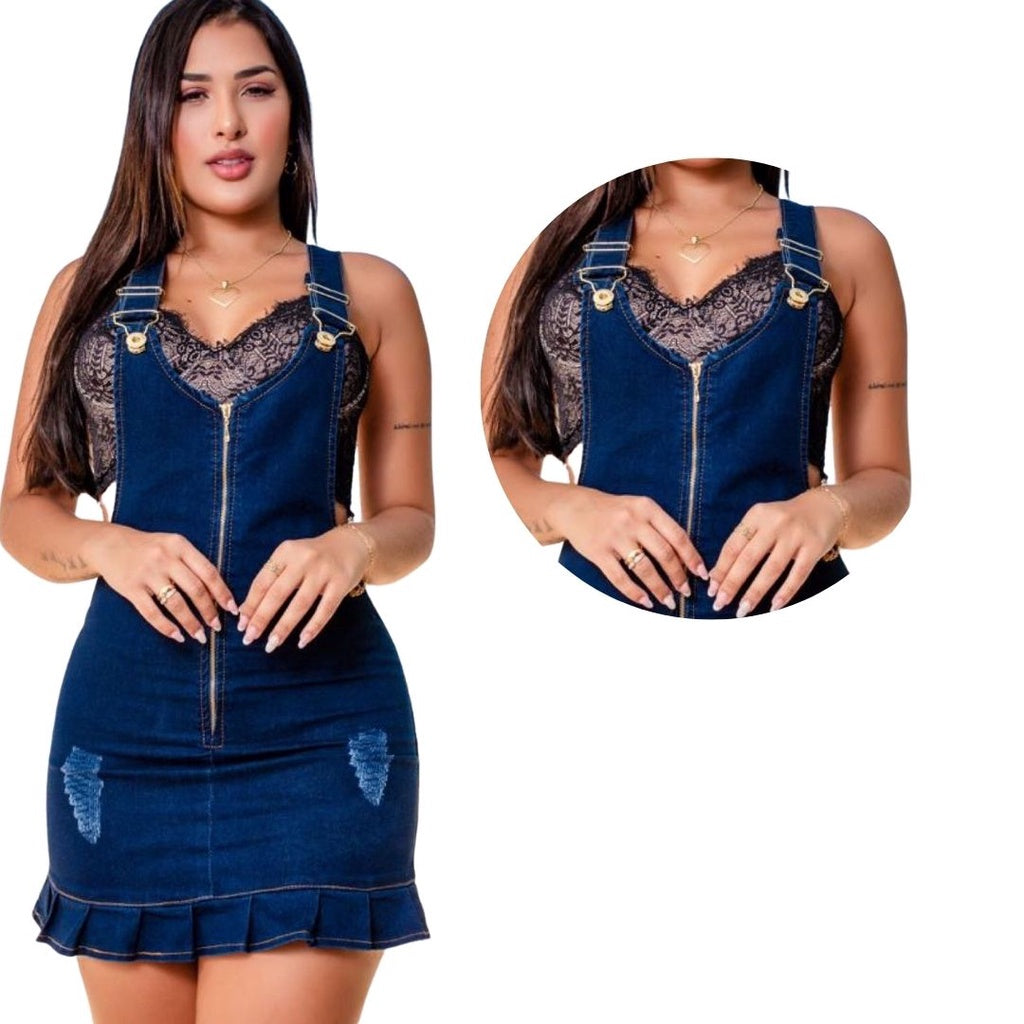 Vestido Suspensorio Mix and match Jeans Toque Fashion