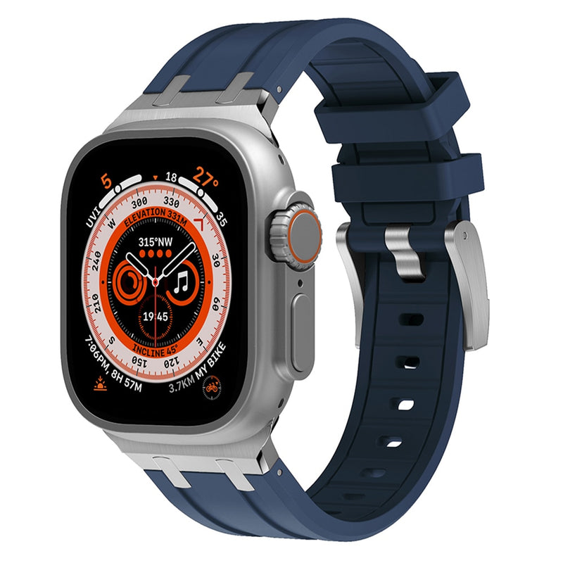 Pulseira de borracha macia para Apple Watch Ultra, kit de modificação esportiva