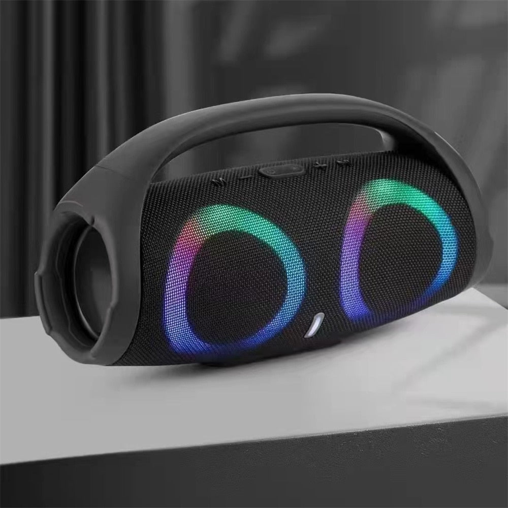 Alto-falante Bluetooth portátil à prova d'água, alta potência, luz colorida RGB, Subwoofer sem fio