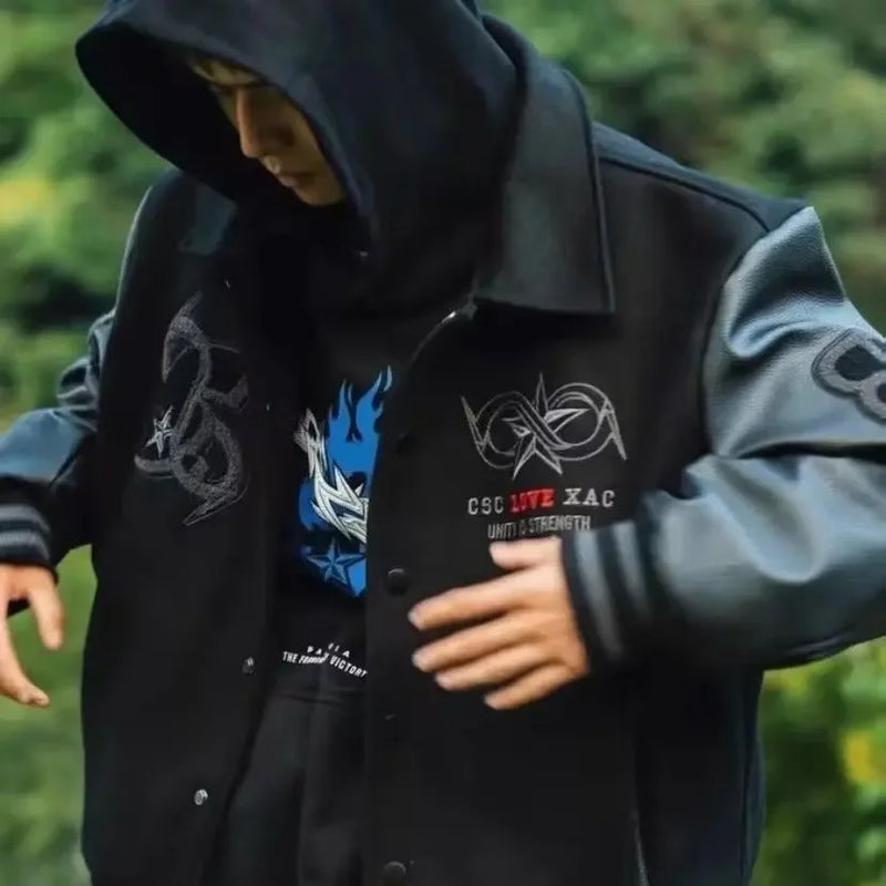 Jaqueta de Couro Masculina Streetwear