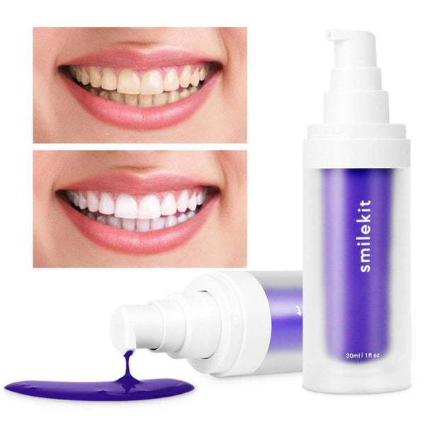 V34 Creme dental branqueador roxo, remover manchas amarelas, proteger os dentes